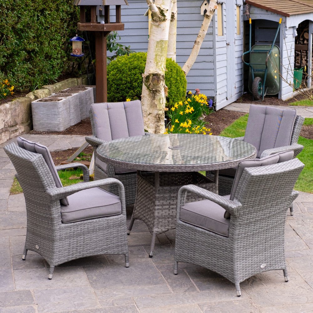 Havanna Deluxe - 4 Seat Set with 120cm Round Table (Grey) - Rathwood Store