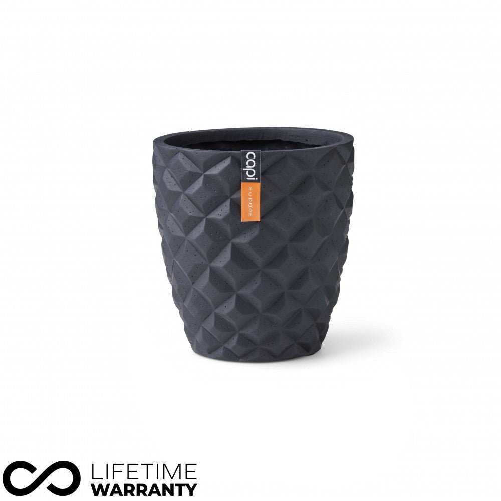 Indoor Lux Heraldry Tapered Planter (Black) - 14 cm Dia - Rathwood Store